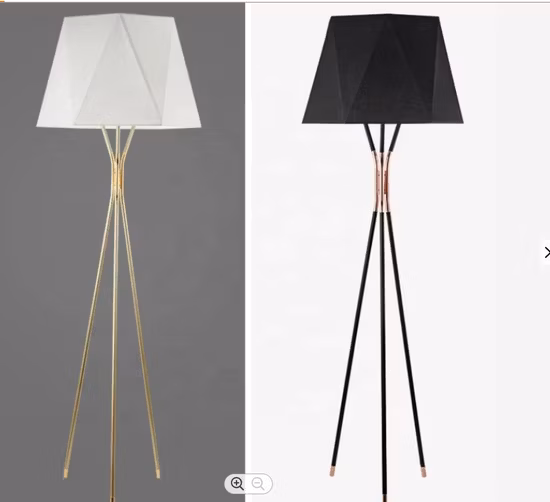 Designer Modern Brushed Nickel Metal and Downwards Fabric Stand Lighting Floor Lamp