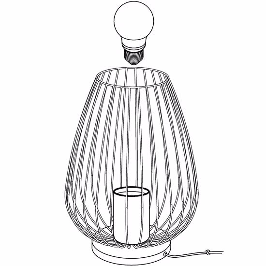 Black Metal Art Design Wrought Iron Craft Cage Table Lamp