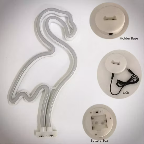 LED Neon Table Lamp with Base Battery Box and USB